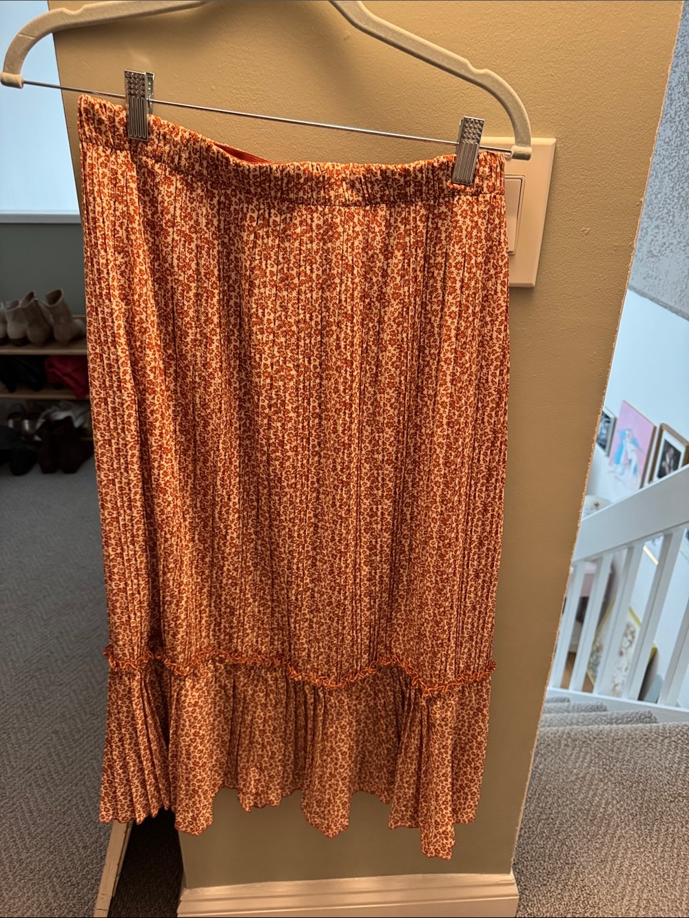 Boho Floral Tiered Midi Skirt | Size Large new with tags